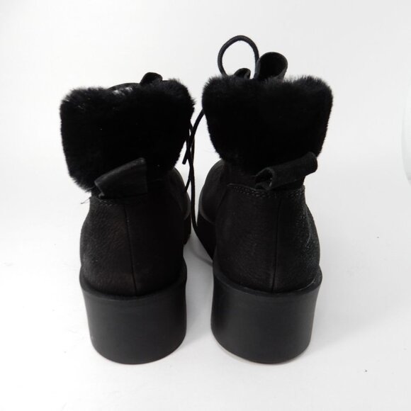 Eileen Fisher Kenille Wedge Bootie Size 6 Black Suede Genuine Shearling Trim NEW - Picture 7 of 14